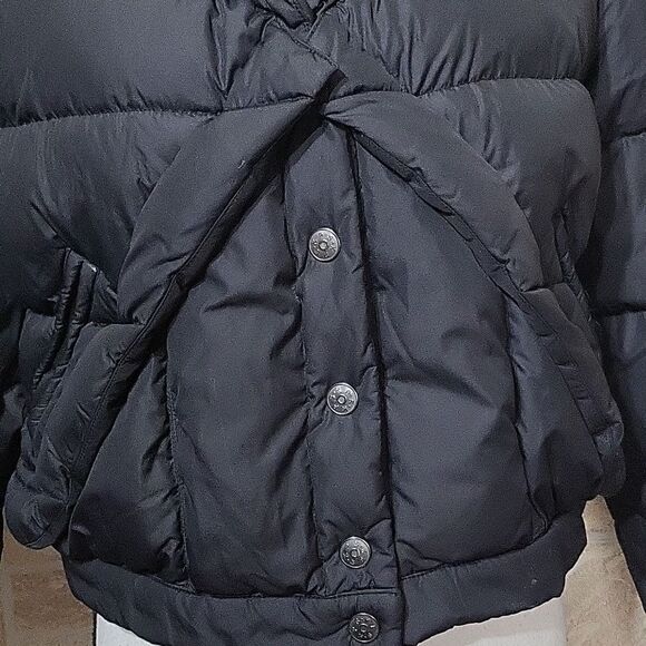 KPS Down Filled Cropped Puffer Black Snap - Picture 2 of 12